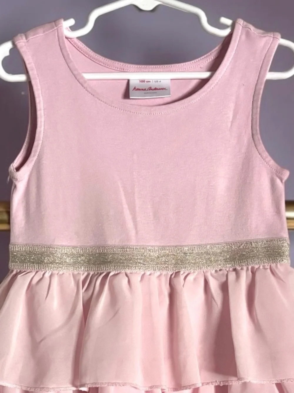 Hanna Andersson Pink Tiered Tulle Dress Size 4 Balletcore Princess